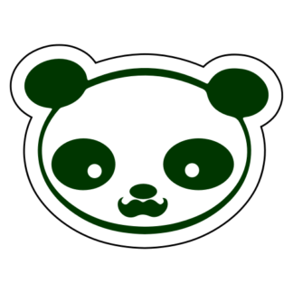 Young Panda Funny Moustache Sticker (Dark Green)